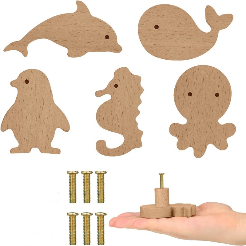 Furniture Hardware Restoration - Creative Sea Animal Shape Wooden Handles