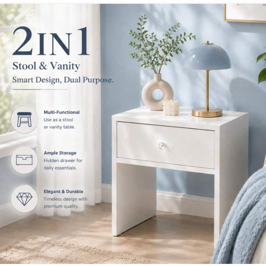 Furniture Hardware Restoration - 2-In-1 Storage Stool & Nightstand, Hidden