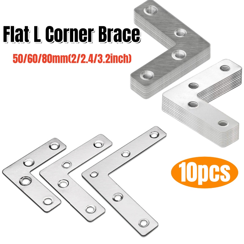 Joint Connector Bracket - 10 Pcs L Shape Flat Angle