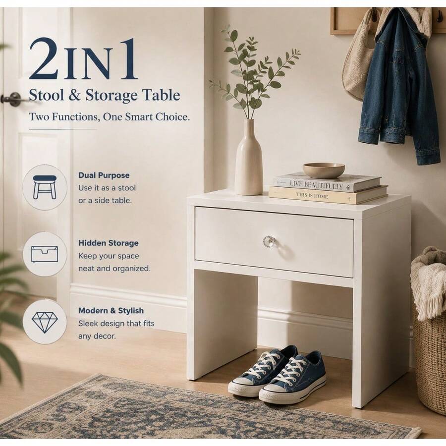 2-In-1 Storage Stool & Nightst - огляд і ціна Furniture Hardware Restoration