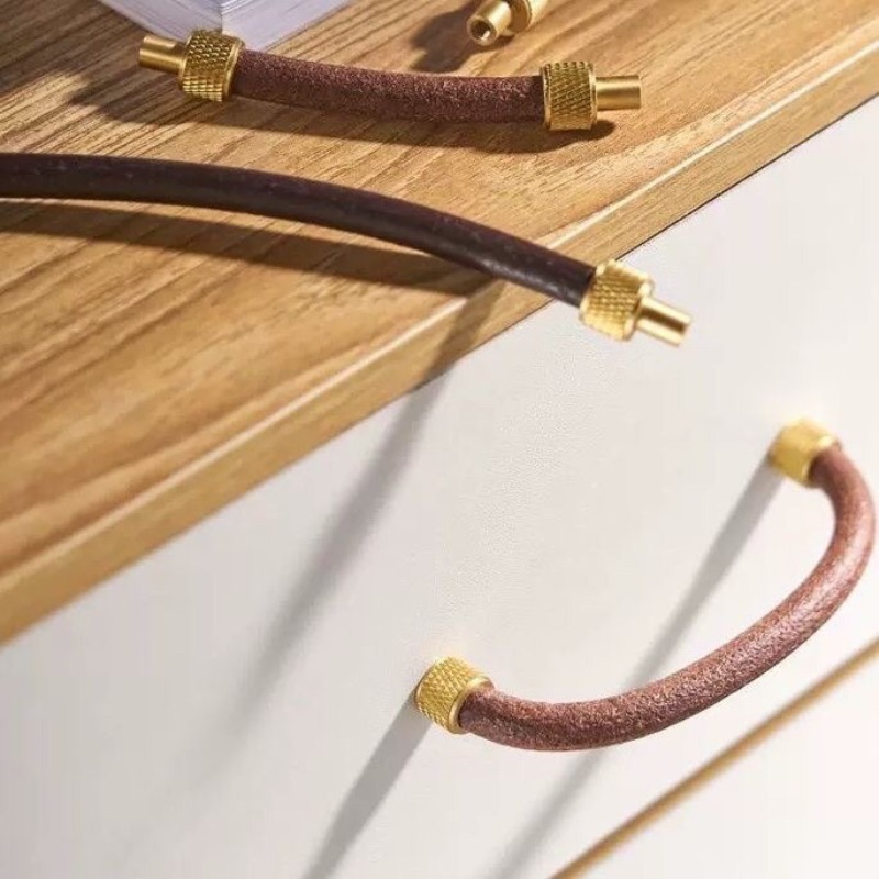 Brass + Leather Cabinet Pulls  - огляд і ціна Furniture Hardware Restoration