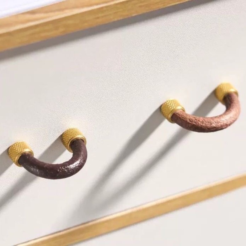 Brass + Leather Cabinet Pulls  - огляд і ціна Furniture Hardware Restoration