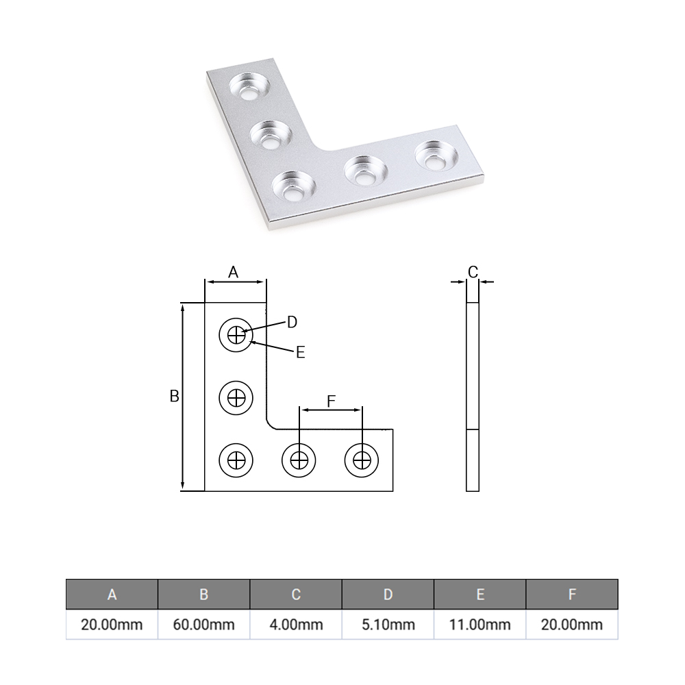 2Pcs/lot L Type 5 Holes 90Degr - огляд і ціна Joint Connector Bracket