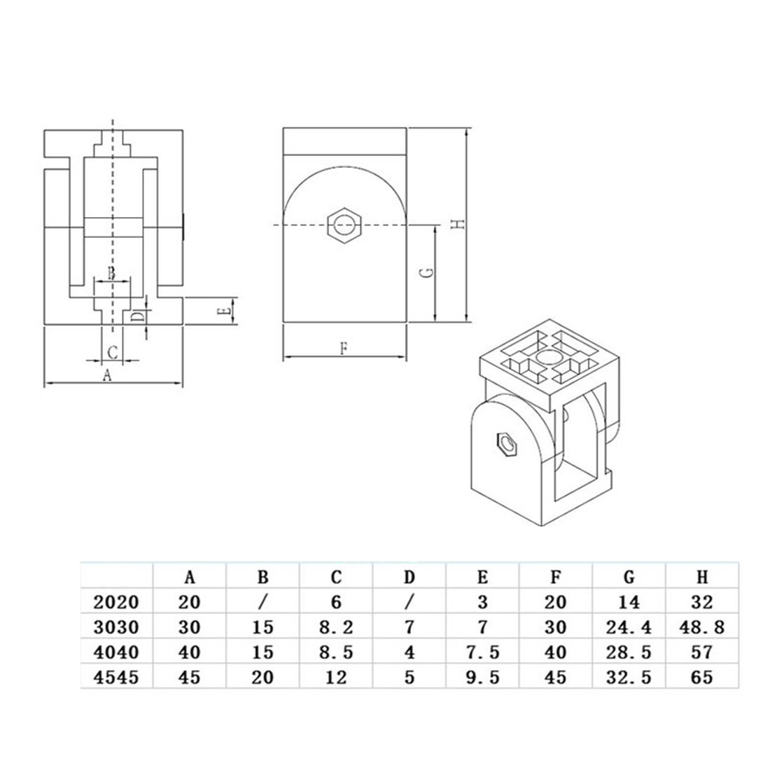 1pc 2020/3030/4040/4545 Zinc A - огляд і ціна Joint Connector Bracket